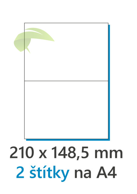 Samolepící etikety A4 (2/A4, 210×148,5mm, 100ks)