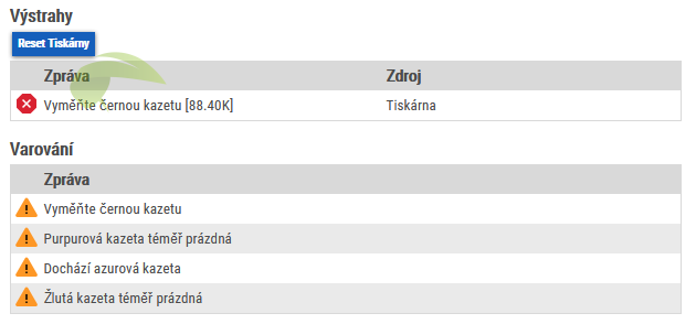 Zobrazení stavu tonerů v tiskárnách Xerox C230 a C235