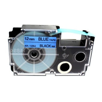 Kompatibilní páska pro Casio XR-12BU, 12mm x 8m černý tisk / modrý podklad