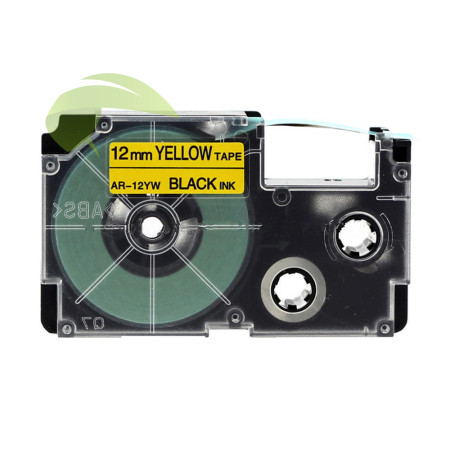 Kompatibilní páska pro Casio XR-12YW, 12mm x 8m černý tisk / žlutý podklad