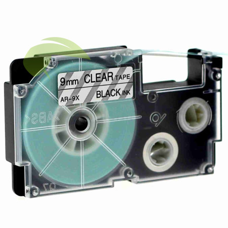 Kompatibilní páska pro Casio XR-9X, 9mm x 8m černý tisk / průhledný podklad