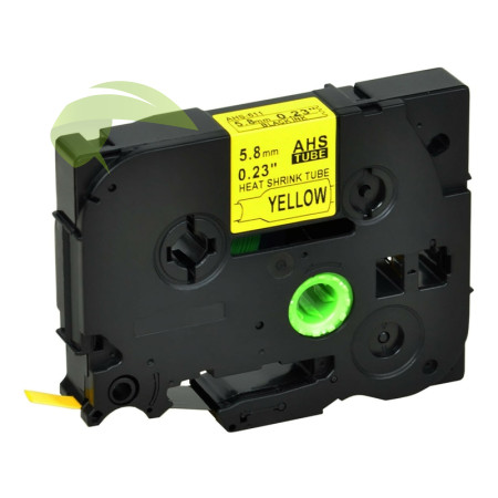 Kompatibilní páska pro Brother HSe-611, 5,8mm x 1,5m, černý tisk / žlutý podklad