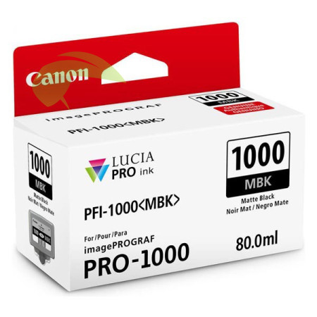 Inkoustová náplň Canon PFI-1000 MBK, 0545C001 matná černá originální, imagePROGRAF PRO-1000