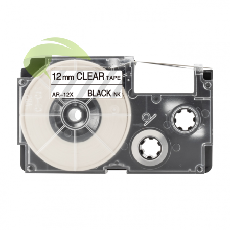 Kompatibilní páska pro Casio XR-12X, 12mm x 8m černý tisk / průhledný podklad