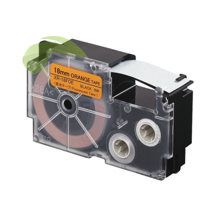 Kompatibilní páska pro Casio XR-18FOE - 18mm × 8m signální, černý tisk/oranžovýv podklad