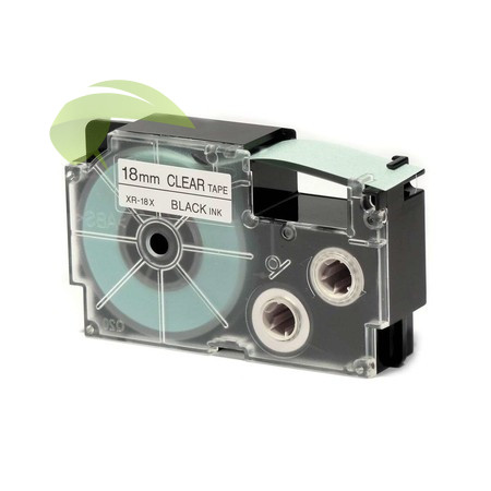 Kompatibilní páska pro Casio XR-18X, 18mm x 8m černý tisk / průhledný podklad