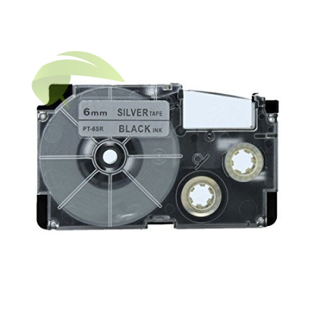 Kompatibilní páska pro Casio XR-6SR1, 6mm × 8m černý tisk / stříbrný podklad