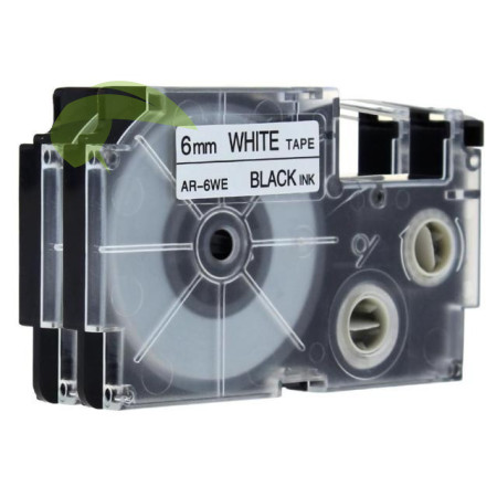 Kompatibilní páska pro Casio XR-6WE, 6mm x 8m černý tisk / bílý podklad