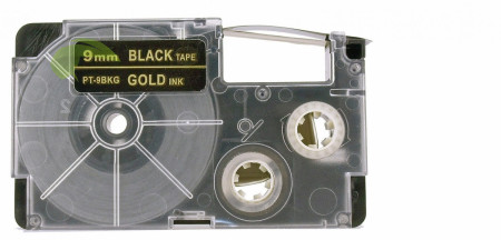 Kompatibilní páska pro Casio XR-9BKG, 9mm × 8m zlatý tisk / černý podklad