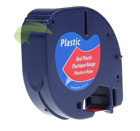 Kompatibilní páska pro Dymo 59424 LetraTag, 12mm x 4m, černý tisk / červený podklad
