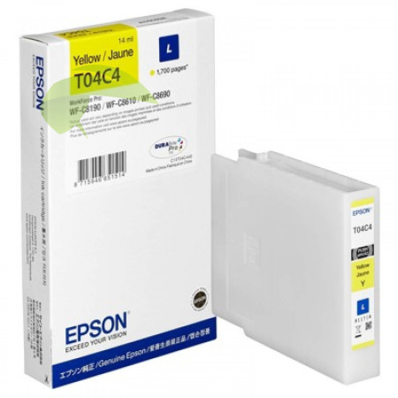 Epson T04C4, C13T04C44N (L), originální náplň žlutá, WorkForce Pro WF-C8190/WF-8690