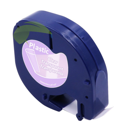 Kompatibilní páska pro Dymo 12267 LetraTag 12mm×4m, černý tisk/průhl. podklad