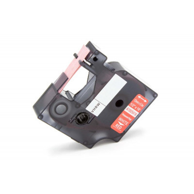 Kompatibilní páska pro Dymo Rhino 1805416, 12mm×5,5m, bílý tisk/červený podklad, vinyl