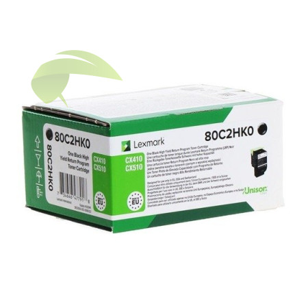 Toner Lexmark 80C2HK0 originální return černý, Lexmark CX410/CX510
