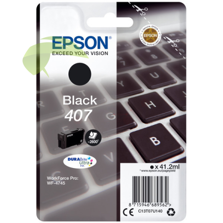 Epson 407XL, C13T07U140 originální černá, WorkForce Pro WF-4745