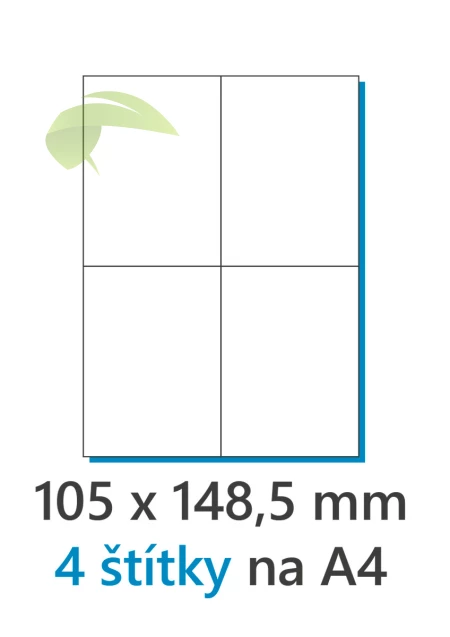 Samolepící štítky na balíky A4 (4/A4, 105×148,5mm) - adresní štítky - 100 ks