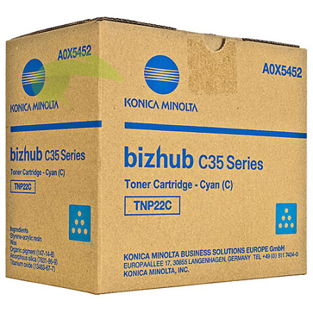Toner Konica Minolta TNP-22C, A0X5452 originální cyan, bizhub C35/C35P