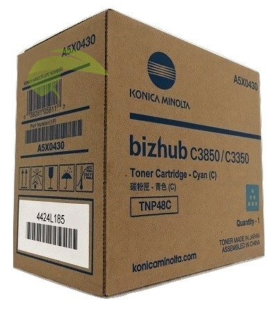 Toner Konica Minolta TNP-48C, A5X0450 originální cyan, bizhub C3350/C3850/C3850FS