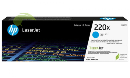 Toner HP 220X, HP W2201X originální cyan, Color LaserJet Pro 4202/4203