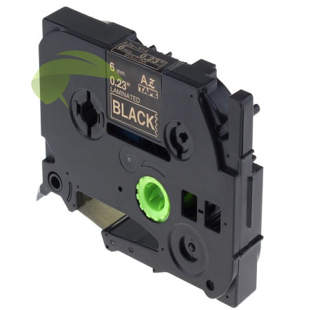 Kompatibilní páska pro Brother TZe-314, 6mm x 8m, zlatý tisk / černý podklad