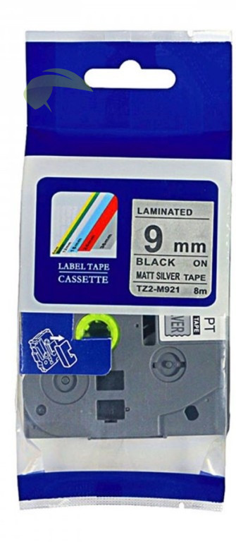 Kompatibilní páska pro Brother TZe-M921, 9mm x 8m, černý tisk / stříbrný podklad