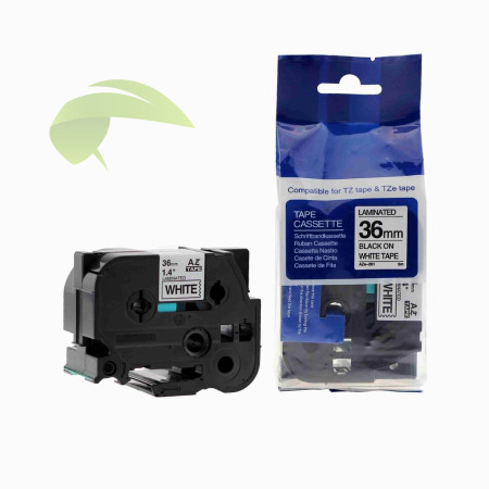 Kompatibilní páska pro Brother TZe-261, 36mm x 8m, černý tisk / bílý podklad