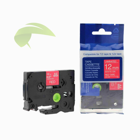 Kompatibilní páska pro Brother TZe-435, 12mm x 8m, bílý tisk / červený podklad
