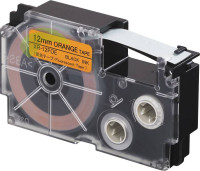 Kompatibilní páska pro Casio XR-12FOE - 12mm × 8m signální, černý tisk / oranžový podklad