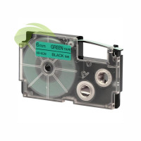 Kompatibilní páska pro Casio XR-6GN, 6mm x 8m černý tisk / zelený podklad