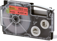 Kompatibilní páska pro Casio XR-6RD, 6mm x 8m černý tisk / červený podklad