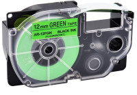 Kompatibilní páska pro Casio XR-12FGN - 12mm × 8m signální, černý tisk / svítivě zelený podklad