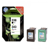 HP SD449EE, č. 338 + č. 343 dvojbalení originálních náplní  CMY+K, Deskjet 460/5740/5743/5745