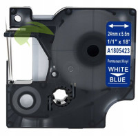 Kompatibilní páska pro Dymo Rhino 1805423, 24mm x 5,5m bílý tisk/modrý podklad, vinyl