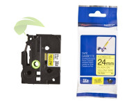 Kompatibilní páska pro Brother TZe-FX651, 24mm x 8m, flexibilní, černý tisk / žlutý podklad
