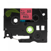 Kompatibilní páska pro Brother TZe-S411, 6mm × 8m, silně lepící, černý tisk / červený podklad